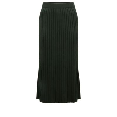 Shop Hugo Boss - Regular Fit Skirt With Knitted Rib Structure In Green