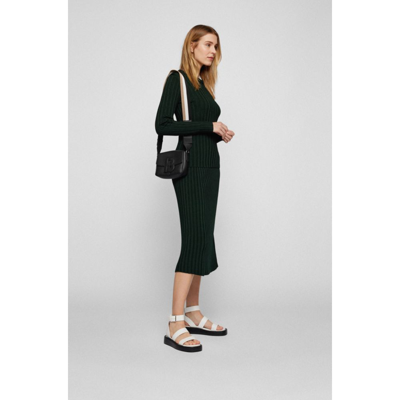 Shop Hugo Boss - Regular Fit Skirt With Knitted Rib Structure In Green
