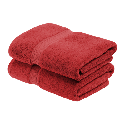 Shop Superior Solid Egyptian Cotton  2-piece Bath Towel Set In Red