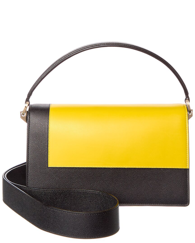 Shop Valextra Swing Medium Leather Shoulder Bag In Yellow