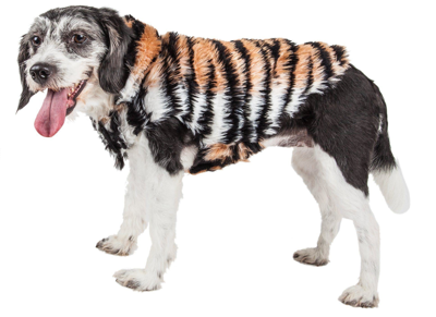 Shop Pet Life Luxe 'tigerbone' Tiger-patterned Mink Fashion Fur Dog Jacket In Gold