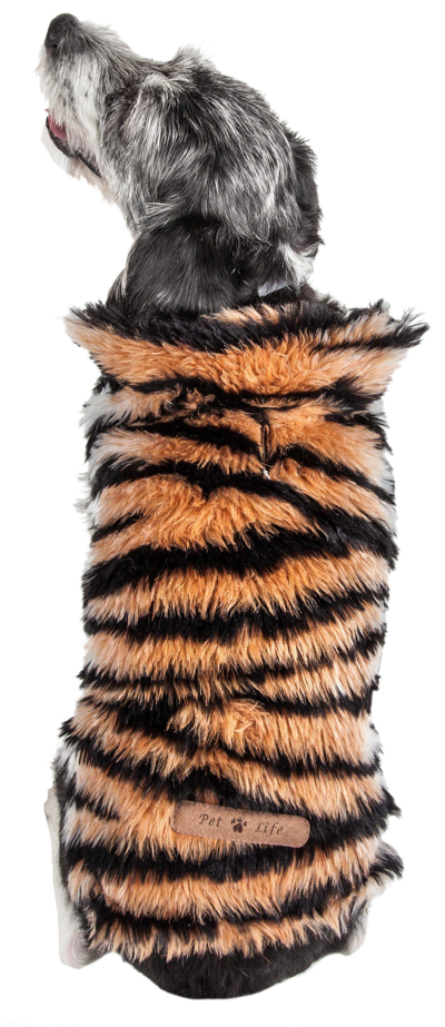 Shop Pet Life Luxe 'tigerbone' Tiger-patterned Mink Fashion Fur Dog Jacket In Gold
