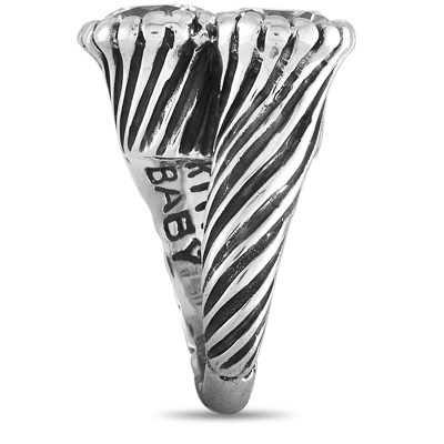 Shop King Baby Silver And White Cubic Zirconia Twisted Pattern Ring