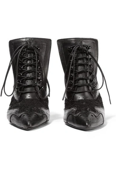 Shop Givenchy Cutout Ankle Boots In Black Leather And Lace