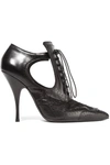 GIVENCHY Cutout ankle boots in black leather and lace