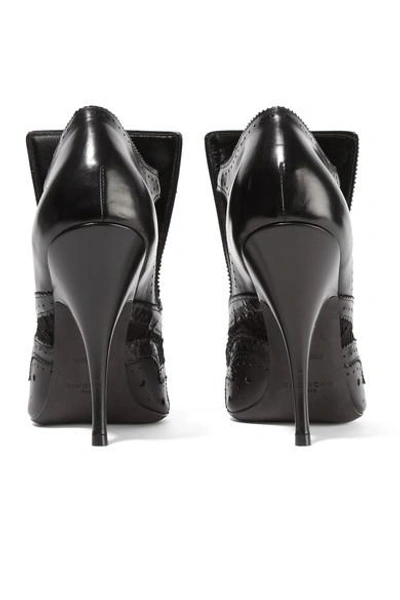 Shop Givenchy Cutout Ankle Boots In Black Leather And Lace
