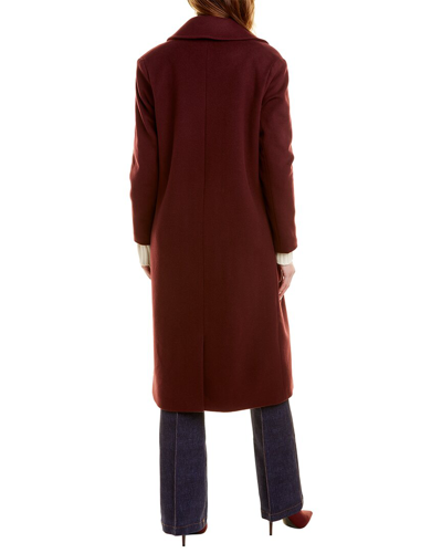 Shop Pearl By Lela Rose Brushed Wool-blend Peacoat In Red