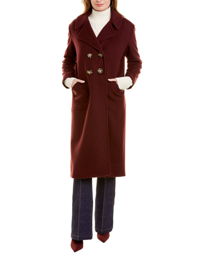 Shop Pearl By Lela Rose Brushed Wool-blend Peacoat In Red