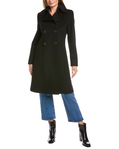 Shop Fleurette Double-breasted Wool Coat In Black