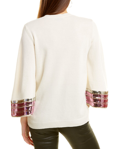 Shop Valentino Sequin Cuff Wool & Cashmere-blend Sweater In White