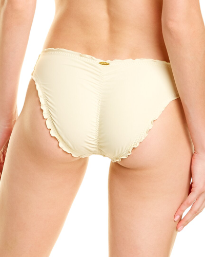 Shop Luli Fama Ruched Back Bikini Bottom In Yellow
