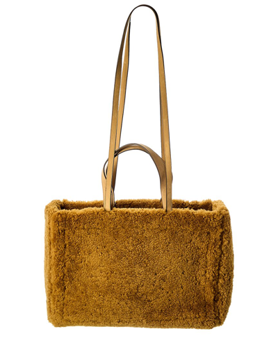 Shop Jacquemus Le Cabas Neve Large Wool & Leather Tote In Gold