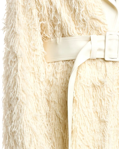 Shop Helmut Lang Wool-blend Fringe Coat In White
