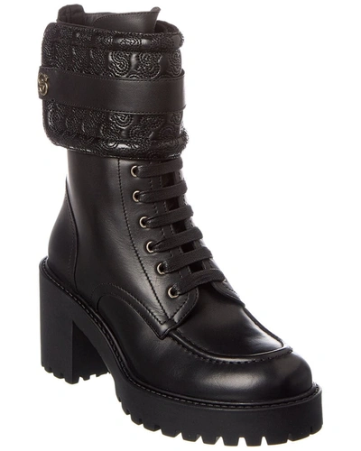 Shop Ferragamo Salvatore  Shiraz Leather Combat Boot In Black