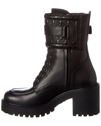 Shop Ferragamo Salvatore  Shiraz Leather Combat Boot In Black