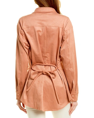 Shop Good American Faux Suede Belted Shacket In Pink
