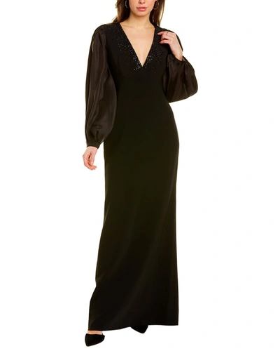 Shop Sachin & Babi Gigi Silk-blend Gown In Black