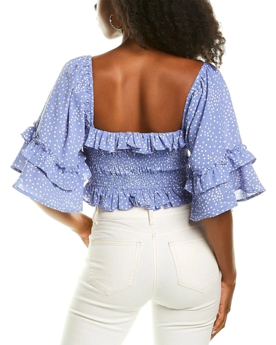 Shop Kerrick Smocked Crop Top In Blue