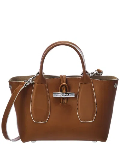 Shop Longchamp Roseau Luxe Leather Tote In Brown