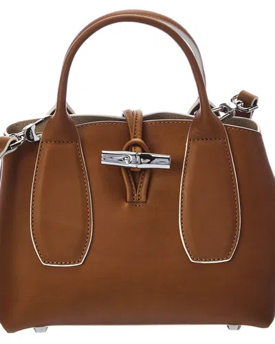 Shop Longchamp Roseau Luxe Leather Tote In Brown