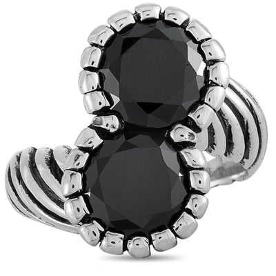 Shop King Baby Silver And Black Cubic Zirconia Twisted Pattern Ring