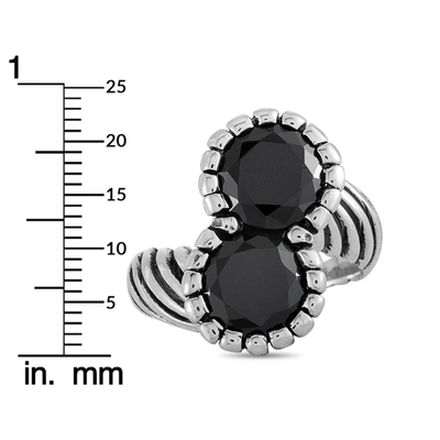 Shop King Baby Silver And Black Cubic Zirconia Twisted Pattern Ring