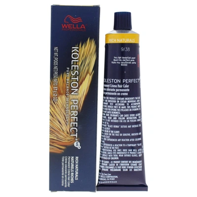 Shop Wella I0087138 Koleston Perfect Permanent Creme Hair Color For Unisex - 9 38 Very Light Blonde & Gold Pear In Blue