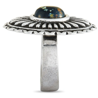 Shop King Baby Large Starburst Concho Silver And Spotted Turquoise Ring In White
