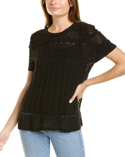 Shop Twinset Short Sleeve Crewneck Sweater In Black