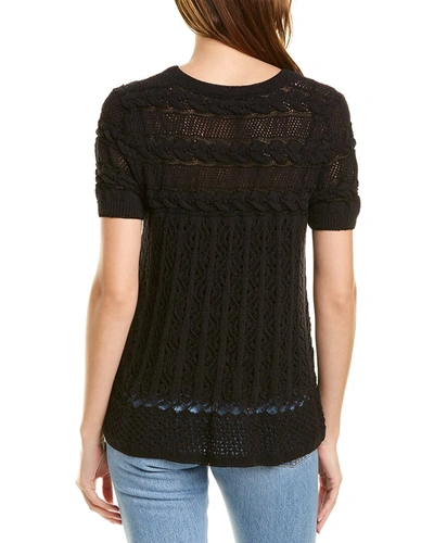 Shop Twinset Short Sleeve Crewneck Sweater In Black