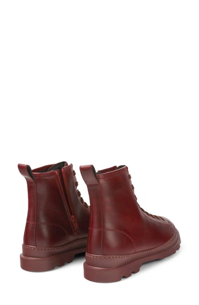 Camper Brutus Combat Boot In Burgundy