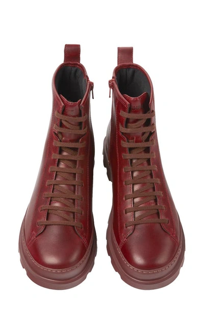 Camper Brutus Combat Boot In Burgundy