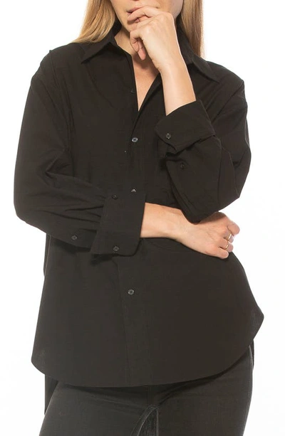 Shop Alexia Admor Amber Classic Boyfriend Fit Button-up Shirt In Black