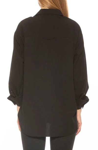 Shop Alexia Admor Amber Classic Boyfriend Fit Button-up Shirt In Black