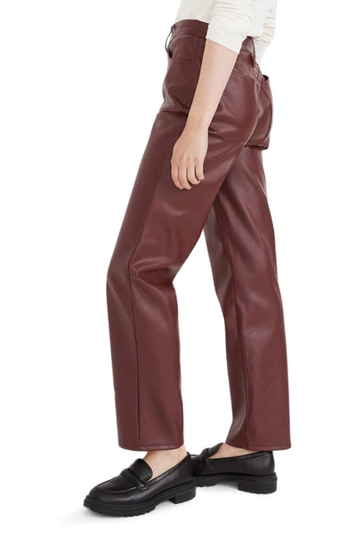 Shop Madewell The Perfect High Waist Straight Leg Faux Leather Pants In Dark Cabernet