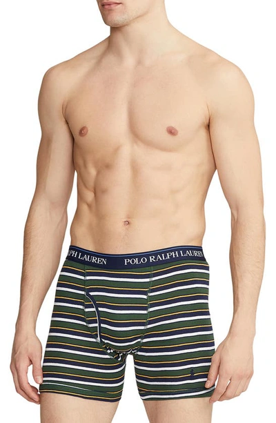 Shop Polo Ralph Lauren Assorted 3-pack Classic Cotton Boxer Briefs In Green/ Blue/ Navy