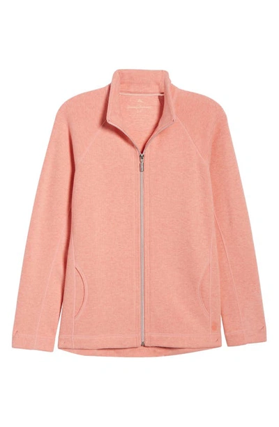 Shop Tommy Bahama New Aruba Zip Front Stretch Cotton Jacket In Coral Bluff Heather