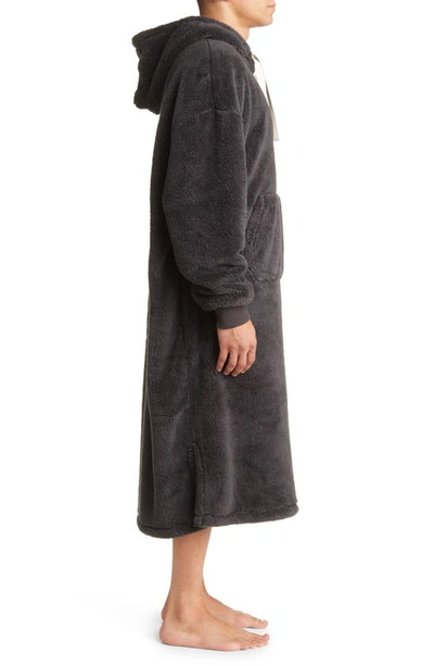 Shop Ugg Winston Fleece Pullover Hoodie Robe In Ink Black