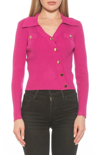 Alexia Admor Sam Asymmetrical Button Front Top In Magenta