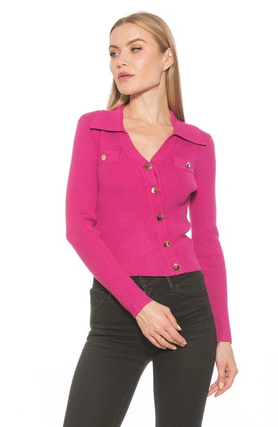 Alexia Admor Sam Asymmetrical Button Front Top In Magenta