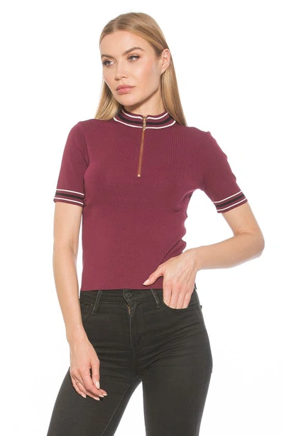 Alexia Admor Phoebe Short Sleeve Turtle Neck Sweater In Burgundy