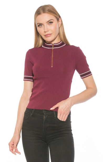 Alexia Admor Phoebe Short Sleeve Turtle Neck Sweater In Burgundy