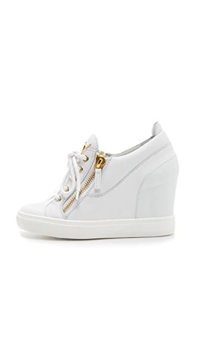 Shop Giuseppe Zanotti Wedge Sneakers In White