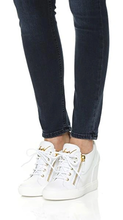 Shop Giuseppe Zanotti Wedge Sneakers In White