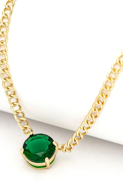 Shop Rivka Friedman 18k Gold Plated Green Cz Pendant Necklace In 18k Gold Clad