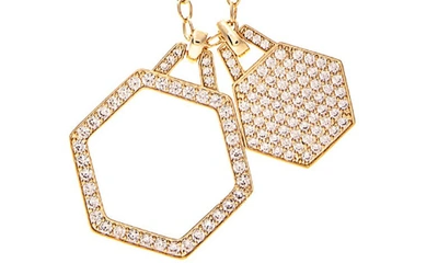 Shop Rivka Friedman 18k Gold Plated Cz Hexagon Pendant Necklace In 18k Gold Clad