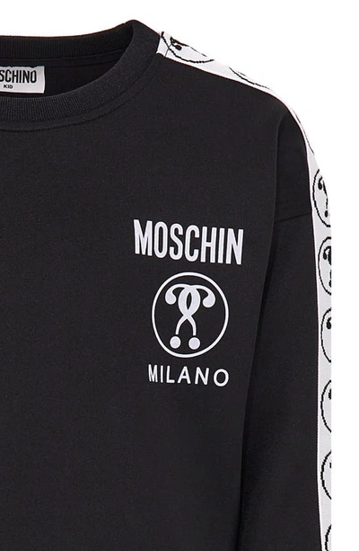 Shop Moschino Kids' Monogram Logo Tape Sweatshirt Dress In 60100 Black