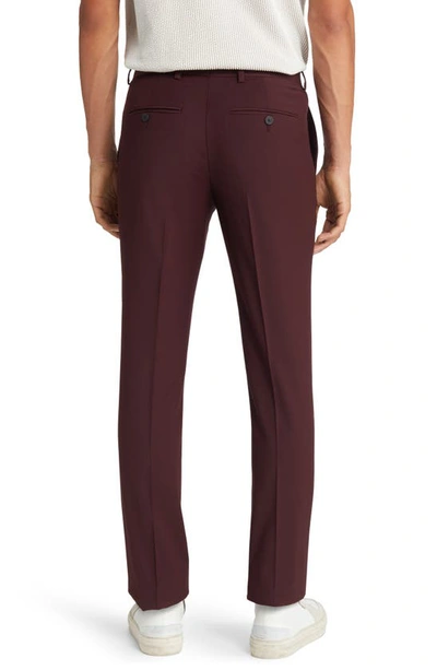 Shop Open Edit Solid Extra Trim Wool Blend Trousers In Burgundy Stem