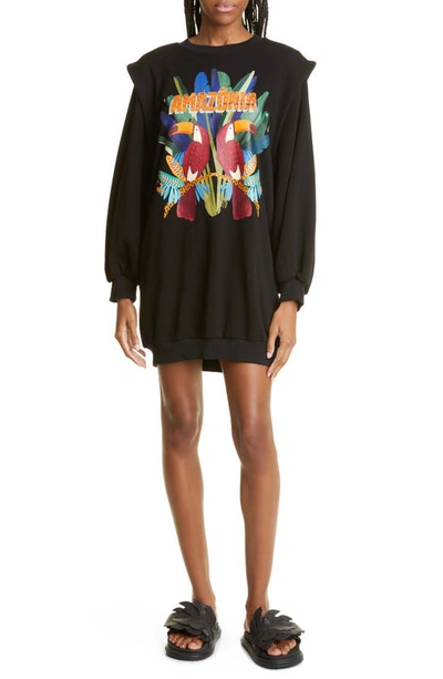Farm Rio Amazonia Toucans Long Sleeve Graphic Sweater Dress In 