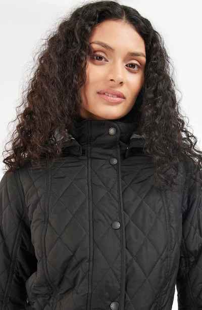 Shop Barbour Millfire Quilted Hooded Jacket In Black Classic